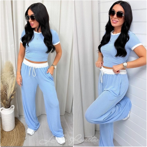 Pink Round Neck Top and Pants Set - Picture 7 of 8